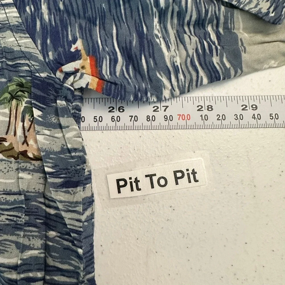 Claudio Nucci Mens Hawaiian Aloha Shirt Size XXL Blue Tropical Island Sailboat
